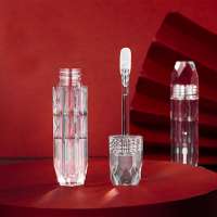 2020 New design glitter rhinestone empty clear lip gloss tubes container with brush for cosmetic packaging